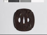 Mokkō-shaped tsuba with flying wild geese (EAX.11092)