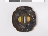 Mokkō-shaped tsuba with blossoming plum tree