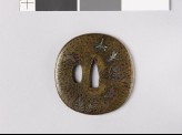 Lenticular tsuba with Platycodon plants, butterflies, and dragonflies (EAX.11140)