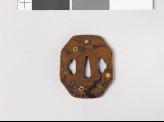 Octagonal tsuba with plum tree and ground bamboo (EAX.11170)