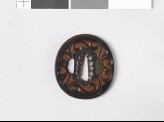 Tsuba with wood grain decoration