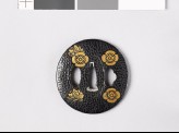 Lenticular tsuba with butterflies and transverse mokkō