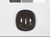 Tsuba depicting a a wild boar sleeping in a landscape