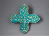 Cross tile with vegetal decoration