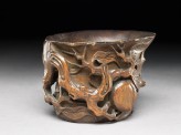 Bamboo cup with peach branches (EAX.5284)