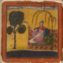 A lady offers milk to a snake, illustrating the musical mode Ramakali Ragini