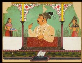 Maharaja Raj Singh of Sawar in a garden arcade