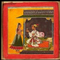 A prince and lady meeting, illustrating the musical mode Raga Madhava
