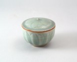 Greenware bowl and lid with lotus petals