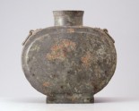 Funerary flask, or bian hu, with handles and animal mask decoration