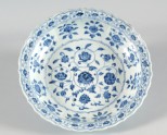 Blue-and-white dish with floral decoration