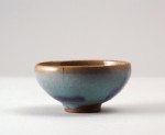 Bowl with blue glaze and purple splashes