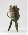 Ritual tripod wine vessel, or jue, with taotie mask pattern (LI1301.3)