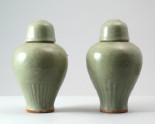 Greenware wine jar and cup with floral decoration