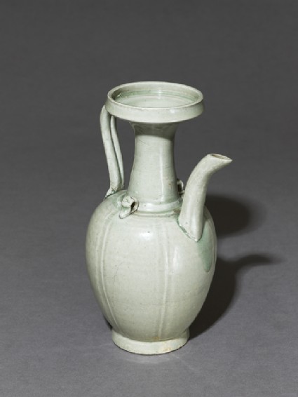 Greenware ewer with incised linesoblique