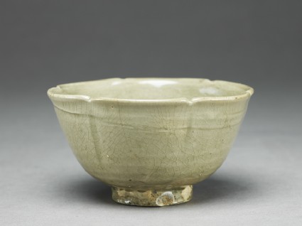 Greenware bowl with lobed rim and sidesoblique