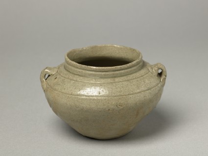 Greenware guan, or jar, with loop handlesoblique