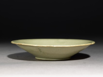 Greenware dish with foliated rimoblique