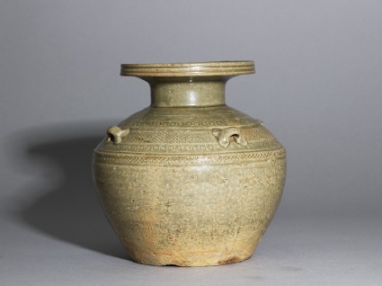 Greenware vase, or hu, with impressed decorationside