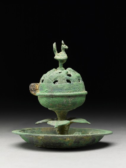 Boshanlu, or hill censer, surmounted by a birdside