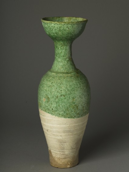 Long-necked vase with green glazeoblique