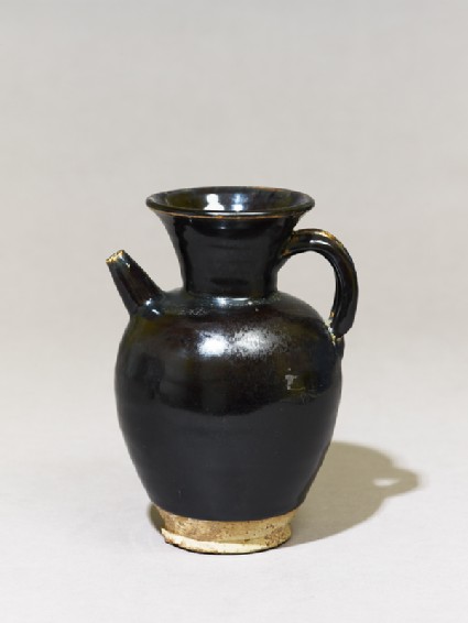 Black ware ewer with iron glazeoblique