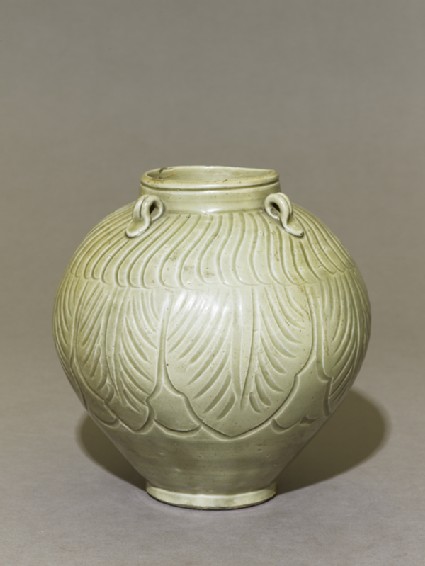 Greenware jar with lotus leavesoblique