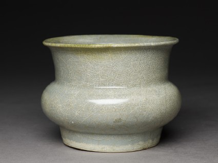 Greenware jar in the style of Guan wareoblique