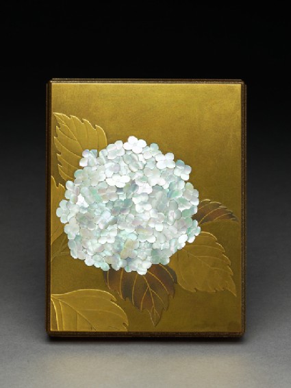 Box with a hydrangea flowertop