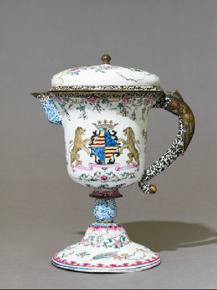 Armorial jug in European shapeside