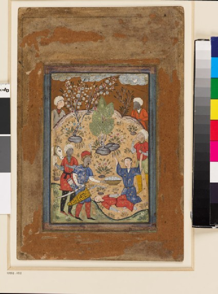 Page from a dispersed muraqqa‘, or album, depicting an outdoors scenefront