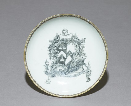 Saucer with the arms of Vaughn of Brecknockshire impaling Bondtop