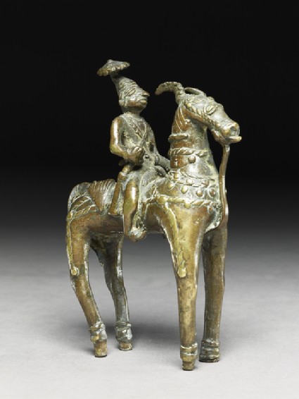 Figure of a deity or warrior-hero on a horseoblique