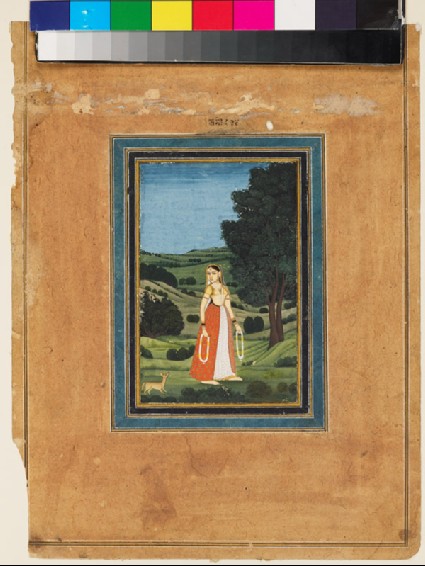 Woman in a night landscape, possibly a forestfront