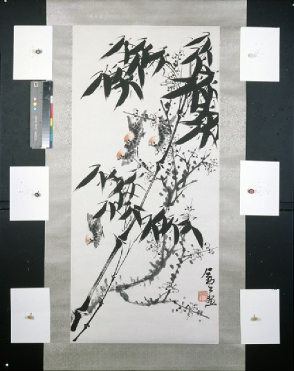 Birds and bamboofront, painting only