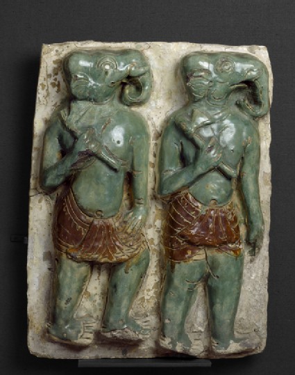 Plaque with elephant-headed warriorsfront