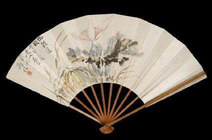 Fan with lotus flowerfront