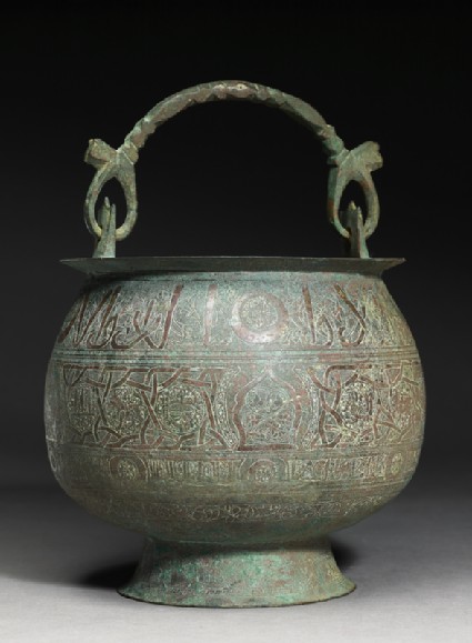 Bucket inscribed with good wishes and zodiacal signsside