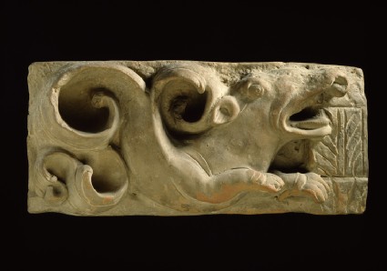 Plaque with a makara, or aquatic monsterfront