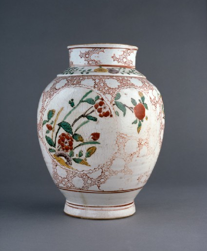 Jar with medallions depicting prunus sprays and grassesside