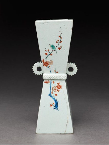 Wall vase with prunus sprays and birdsside