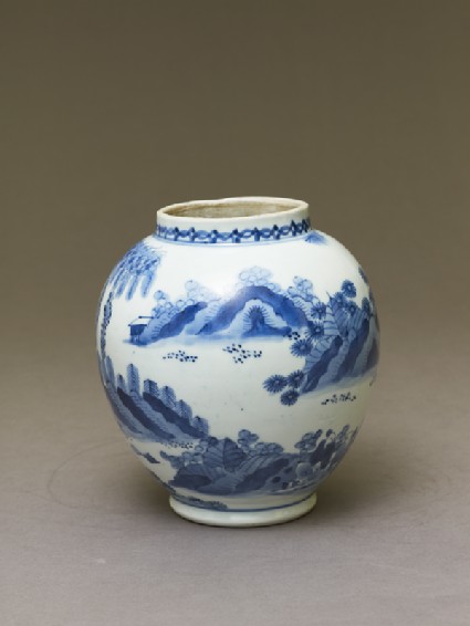 Jar with figures in a landscapeoblique