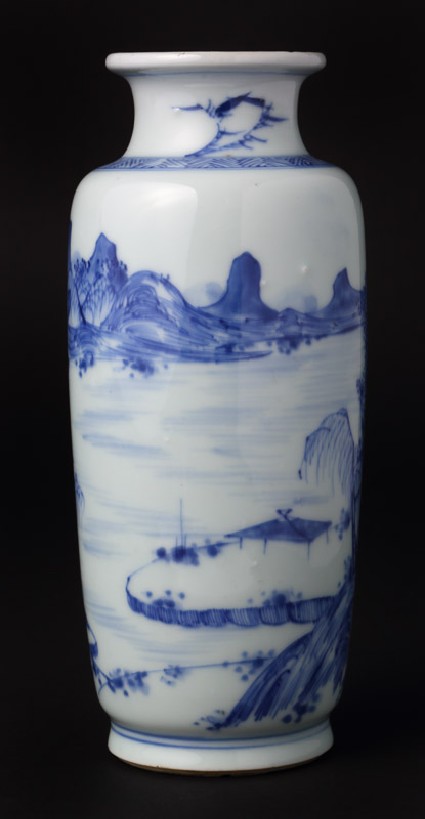 Blue-and-white vase with landscapefront
