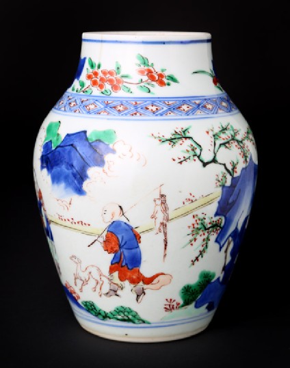 Jar with figure and a horse in a landscapefront