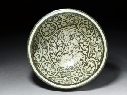 Bowl with seated figure and phoenixestop