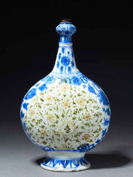 Bottle with polychrome floral decorationside