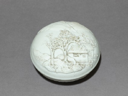 Dehua ware box with landscapeoblique