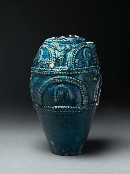 Jug with floral and geometric decorationside