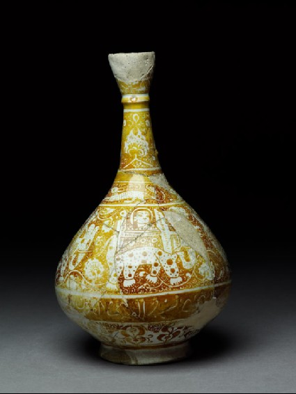 Bottle with elephants, hares, and naskhi inscriptionside