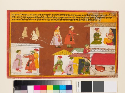 Servant protecting the house where a king lies dead, from a Pancha Tantra manuscriptfront